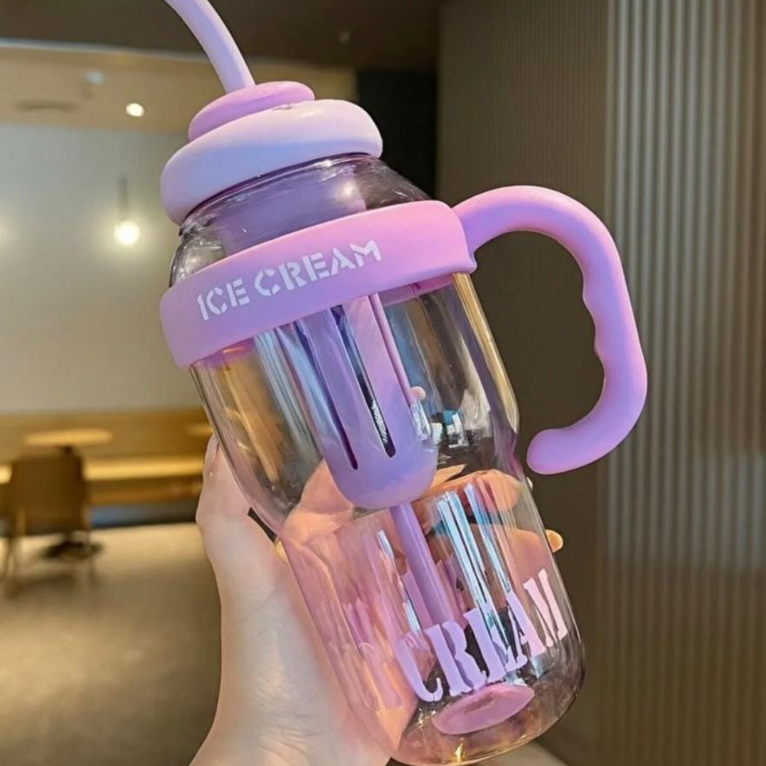 Ice Cream Yazılı Detoks Su Şişesi Filtreli Başlık 1300 ML